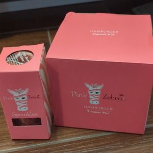 NEW. Pink Zebra Wax warmer + sprinkles. Hamburger  with crisp berry cobbler